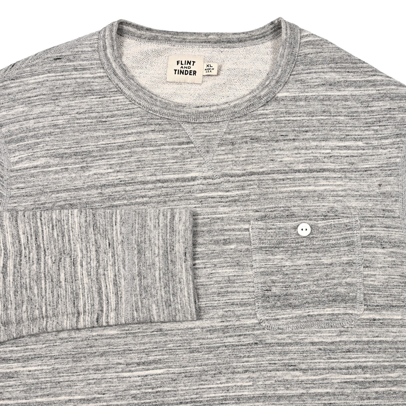 Flint And Tinder Sweatshirt Mens Xl Gray Crewneck Pocket French Terry Pullover